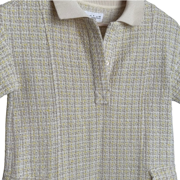 Zara Yellow Tweed Mini Dress Girls 9 Short Sleeve Polo New With Tags Preppy - Picture 8 of 10